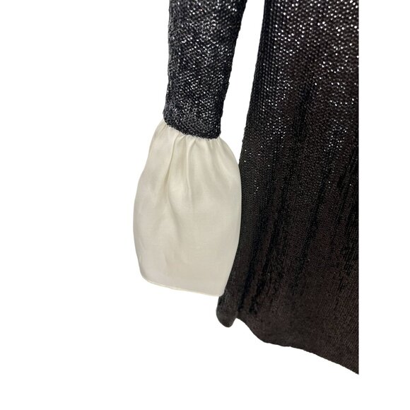Rachel Zoe Black Sequin Mini Dress with White Flared Cuffs -  Size 0 - Picture 8 of 8